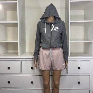 Nike SET Dri Fit Womens Athleisure Hoodie Zip Jacket Pink Running Shorts Size S